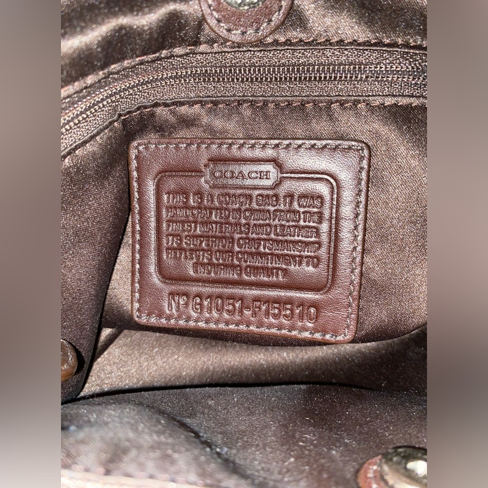 Coach Ashley Signature Sateen Carryall Shoulder F15510 Khaki/Brown - Picture 7 of 7